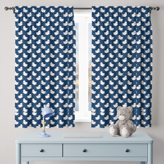 Adorable Little Lambs Pattern Nursery Sheer Curtains (Creator Uploaded)