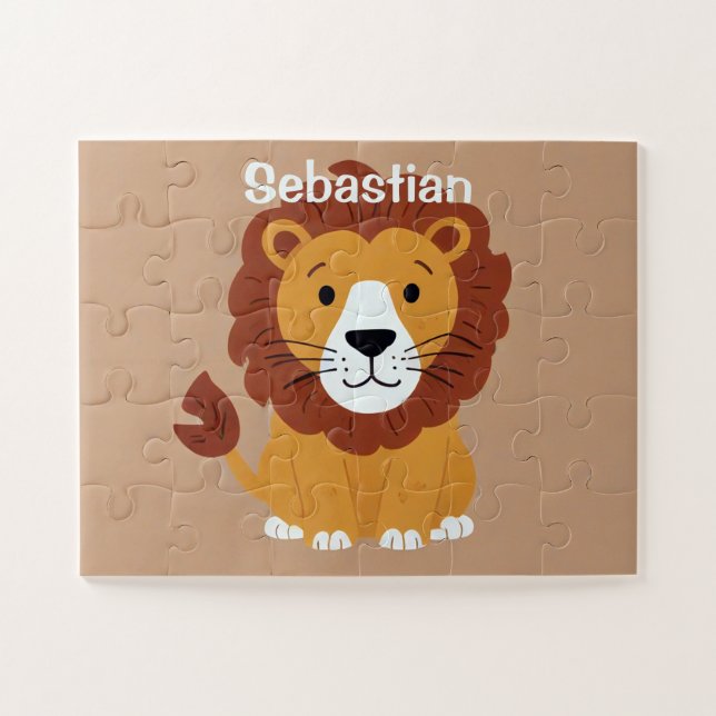 Adorable Little Lion Personalized Kids Jigsaw Puzzle (Horizontal)