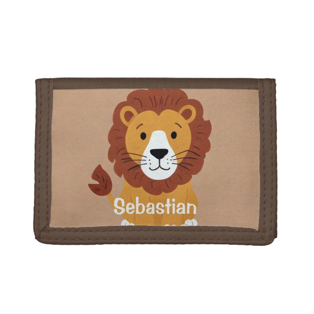 Adorable Little Lion Personalized Kids Trifold Wallet (Front)