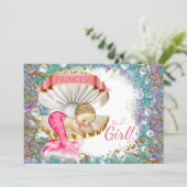 Adorable Little Mermaid Baby Shower Invitations (Standing Front)