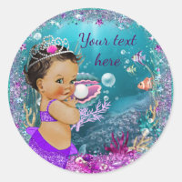 Adorable Little Mermaid Baby Shower Stickers