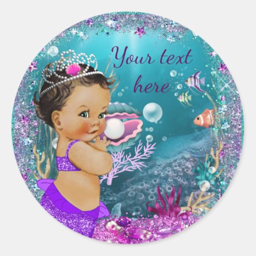 Adorable Little Mermaid Baby Shower Stickers