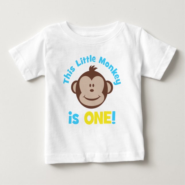 Adorable Little Mod Monkey Boys 1st Birthday Shirt (Front)