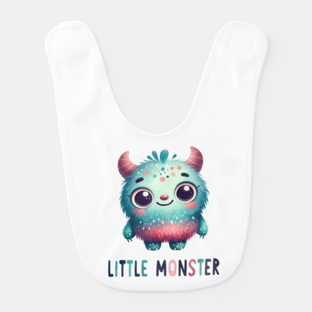 Adorable Little Monster Baby Bib (Front)