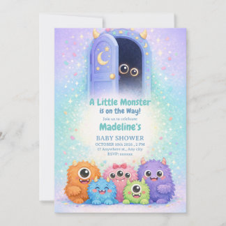 Adorable Little Monster Baby Shower Invitation 