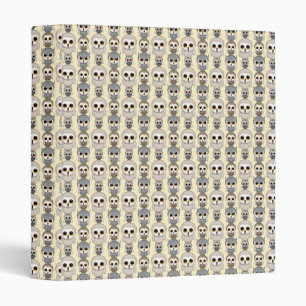 Adorable Little Owls Pattern on Light Yellow 3 Ring Binder