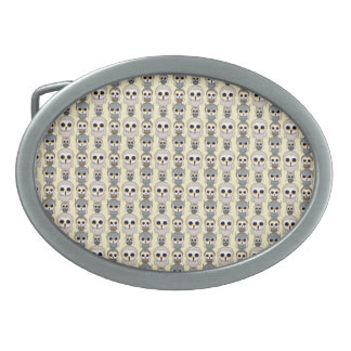 Adorable Little Owls Pattern on Light Yellow Belt Buckle
