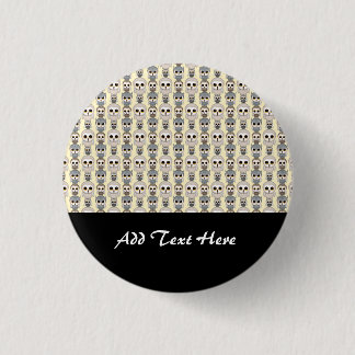 Adorable Little Owls Pattern on Light Yellow Pinback Button