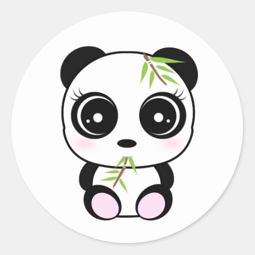 Adorable little panda eating Panda Pocket Classic Round Sticker