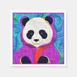 Adorable Little Panda - Quilt-Like Design Napkins