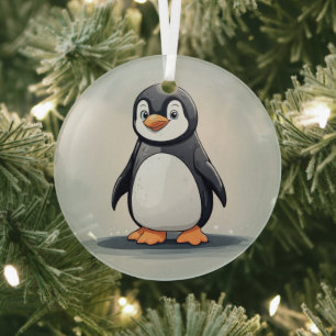 Adorable little penguin glass ornament