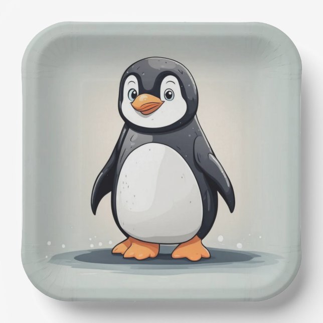 Adorable little penguin paper plates (Front)