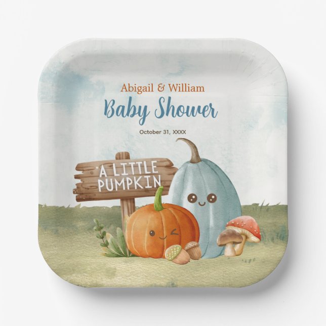Adorable Little Pumpkin Baby Shower Party  Paper Plates (Front)