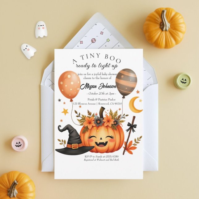 Adorable Little Pumpkin Boo Halloween Baby Shower Invitation (Creator Uploaded)