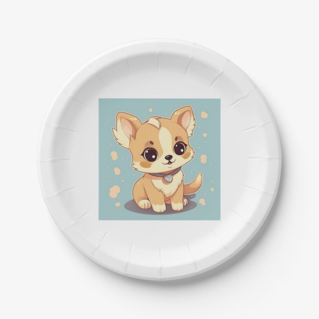 Adorable Little Puppy - Sweetness in Design Paper Plates (Front)