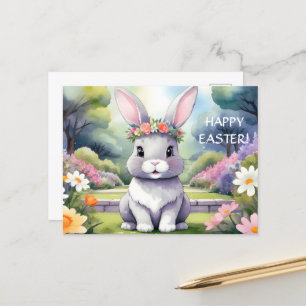 Adorable little rabbit, Easter Holiday Postcard