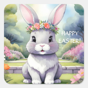Adorable little rabbit, Easter Square Sticker