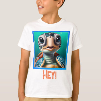 Adorable Little Sea Turtle Kids Editable T-Shirt