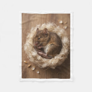 Adorable Little Squirrel In Cozy Nest Fleece Blank Blanket