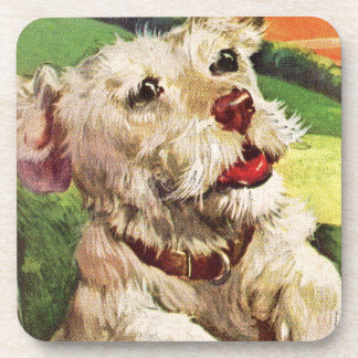 adorable little terrier dog illustration coaster