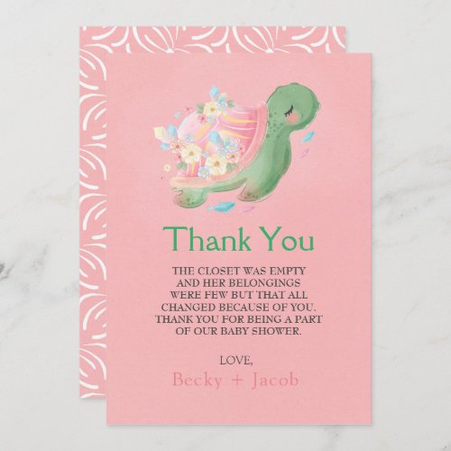 Adorable Little Turtle Baby Shower Thank You Card