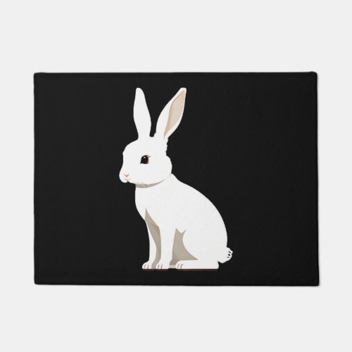 Adorable Little White Easter Bunny Rabbit Doormat