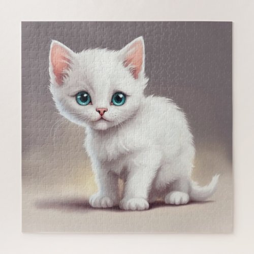 Adorable little white kitten jigsaw puzzle