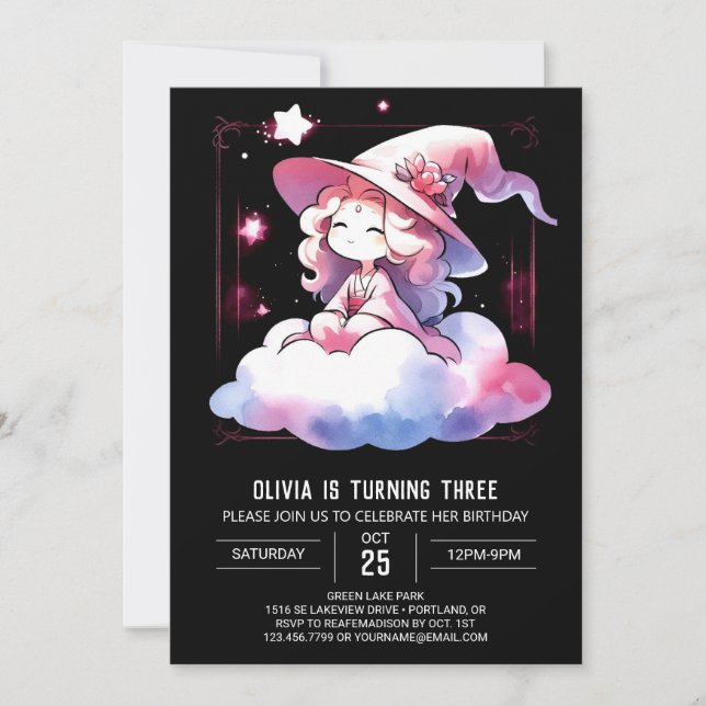 Adorable Little Wizard Birthday Invitation (Front)