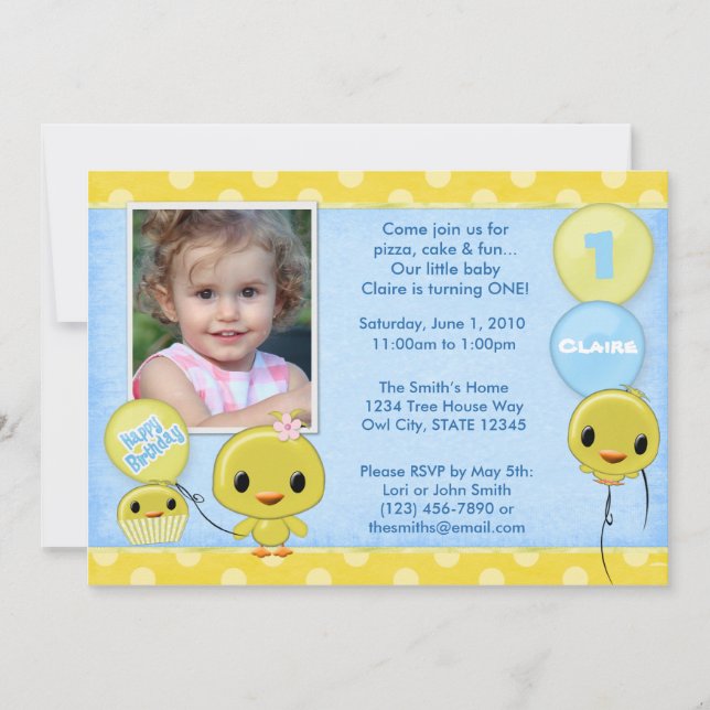 Adorable Little Yellow Chick (photo) Invitation (Front)