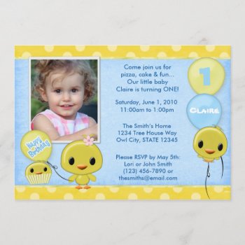 Adorable Little Yellow Chick (photo) Invitation by MonkeyHutDesigns at Zazzle