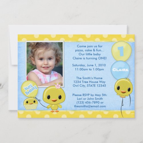 Adorable Little Yellow Chick photo Invitation