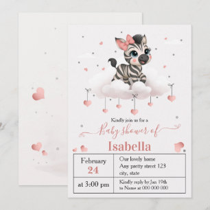 Adorable little zebra baby shower invitation