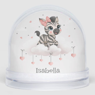 Adorable little zebra snow globe