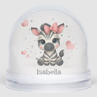 Adorable little zebra snow globe