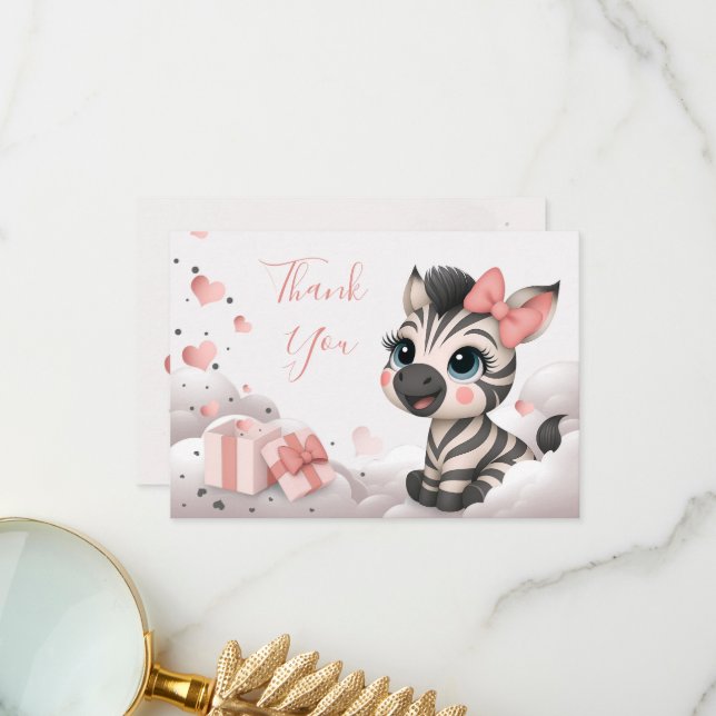 Adorable little zebra  thank you card (Front/Back In Situ)