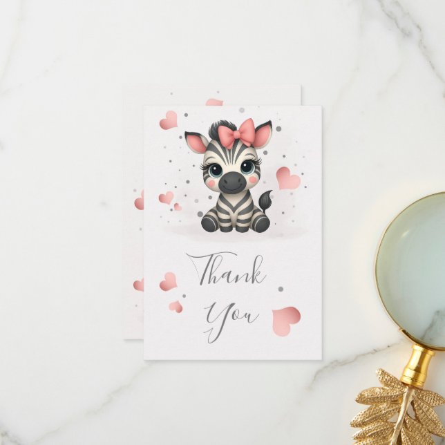 Adorable little zebra  thank you card (Front/Back In Situ)