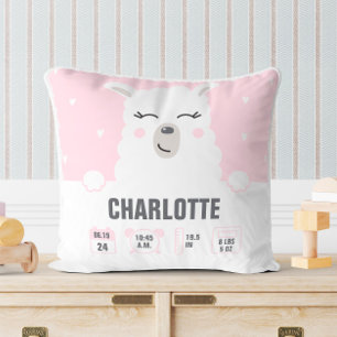 Adorable Llama Baby Stats Personalized Throw Pillow