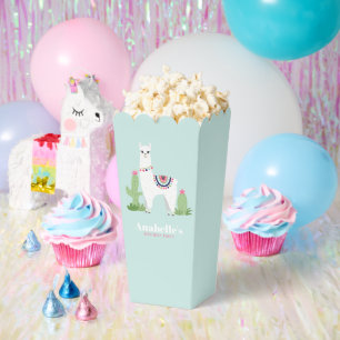 Adorable Llama Personalized Girls Birthday Party Favor Boxes