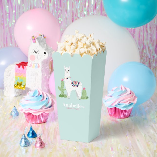 Adorable Llama Personalized Girls Birthday Party Favor Boxes (Party)