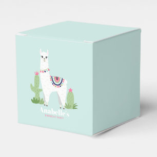 Adorable Llama Personalized Girls Birthday Party Favor Boxes
