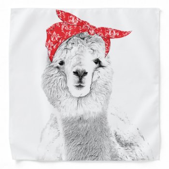 Adorable Llama Wearing A Red Bandana by Vanillaextinctions at Zazzle