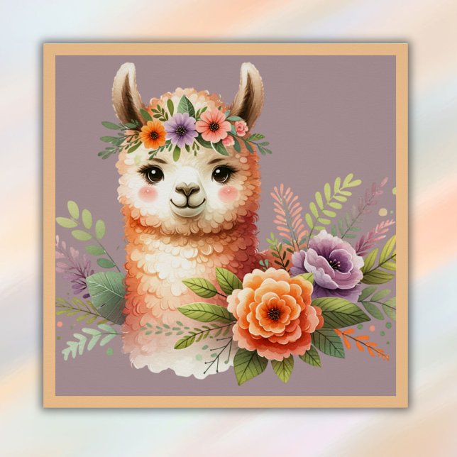 Adorable Llama with Blossoms for Kids | Poster (Creator Uploaded)