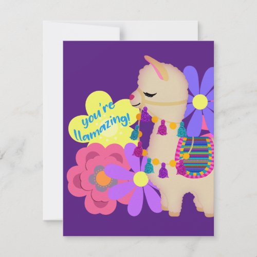 Adorable Llama  Youre Llamazing  Personalize Holiday Card