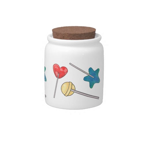 Adorable Lollipop Red Heart Yellow Sun Blue Star Candy Jar