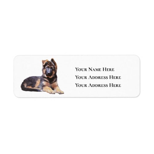 Adorable Long Haired German Shepherd Puppy Label