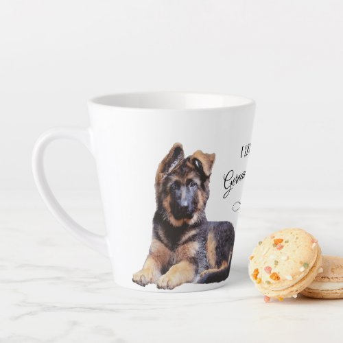 Adorable Long Haired German Shepherd Puppy Latte Mug