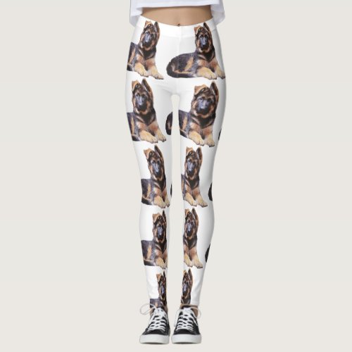 Adorable Long Haired German Shepherd Puppy Leggings