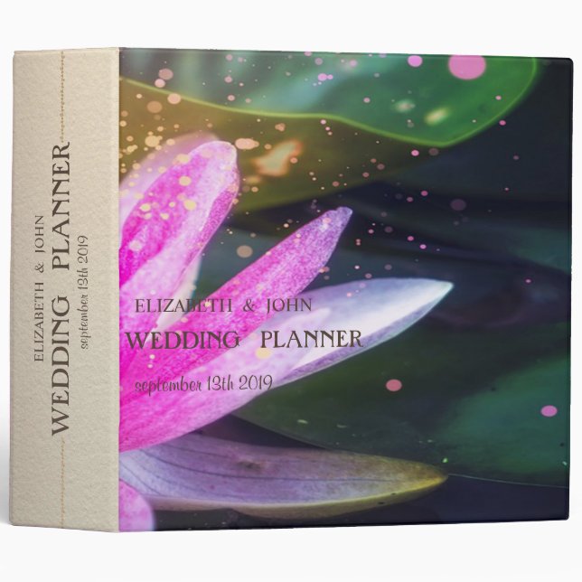 Adorable Lotus Flower, Landscape  Wedding 3 Ring Binder (Front/Spine)