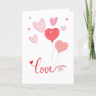 Adorable Love Balloons & Hearts – Cute Valentine Letterpress Thank You Card