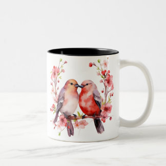 Adorable - love birds Two-Tone coffee mug